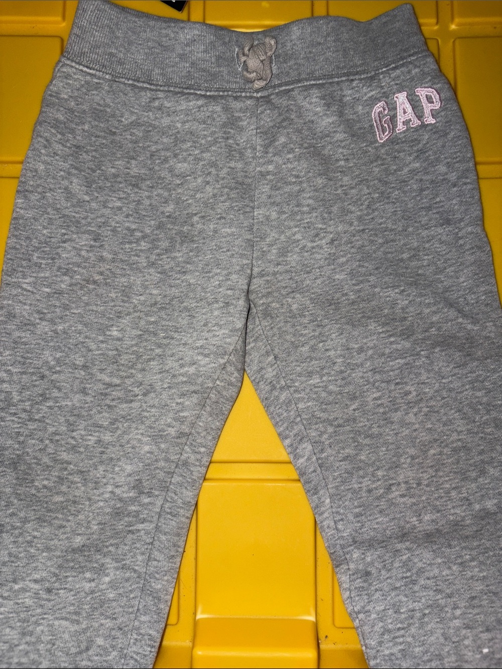 GAP Kids Heather Gray Sweatpants with Pink Logo
